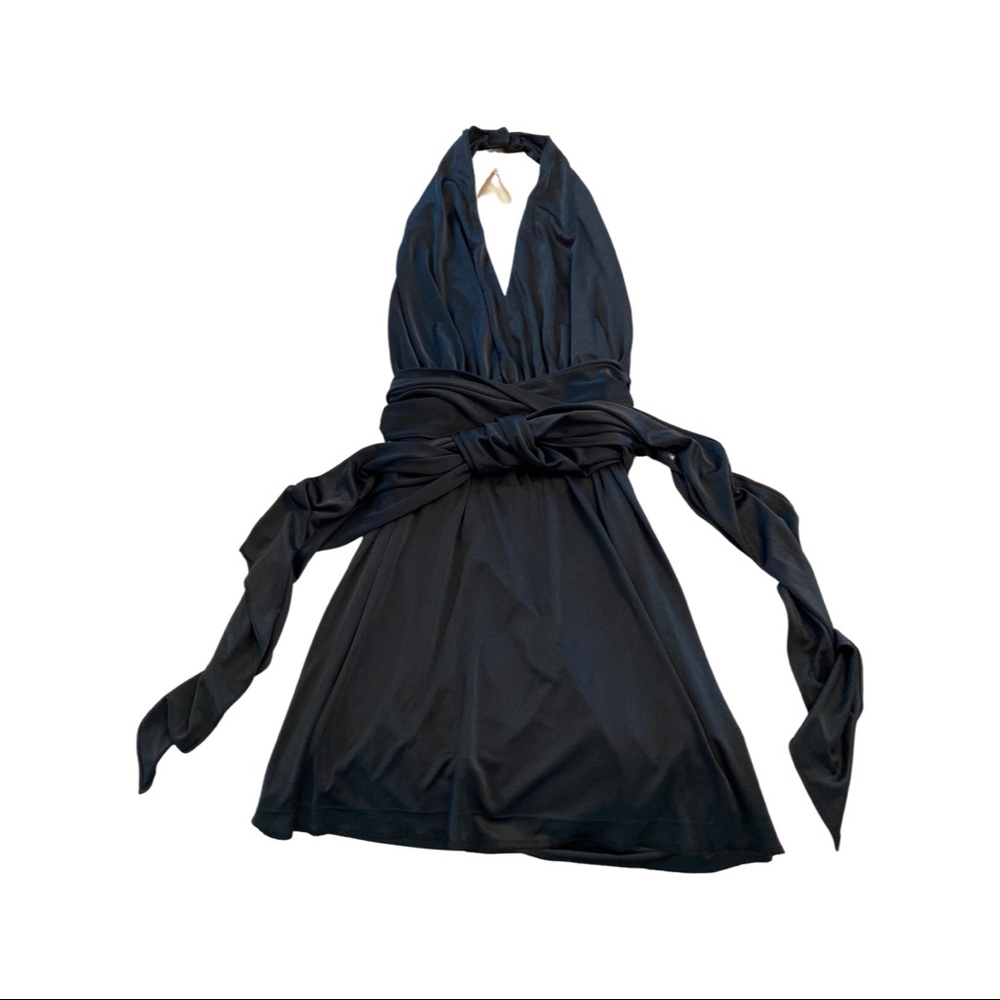 Halston heritage black halter dress